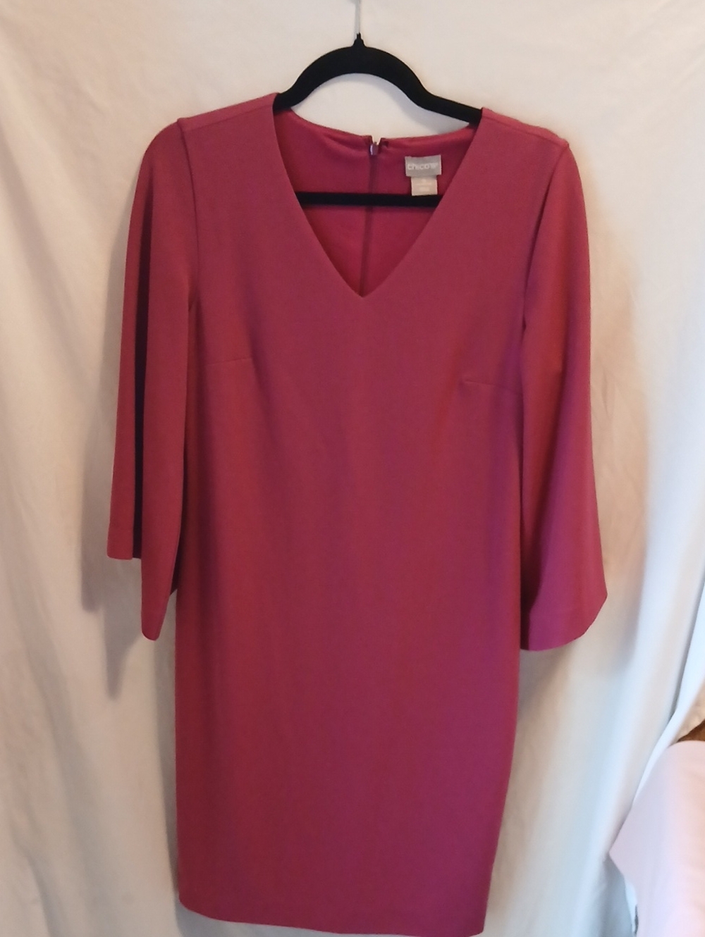 Chico's Pink V-Neck Long Sleeve Shift Dress